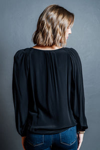 Long Sleeve Surplice Blouse