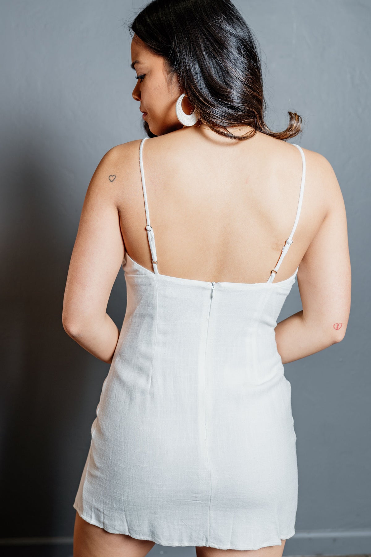 backless linen mini dress Linen Mini Dress White / M