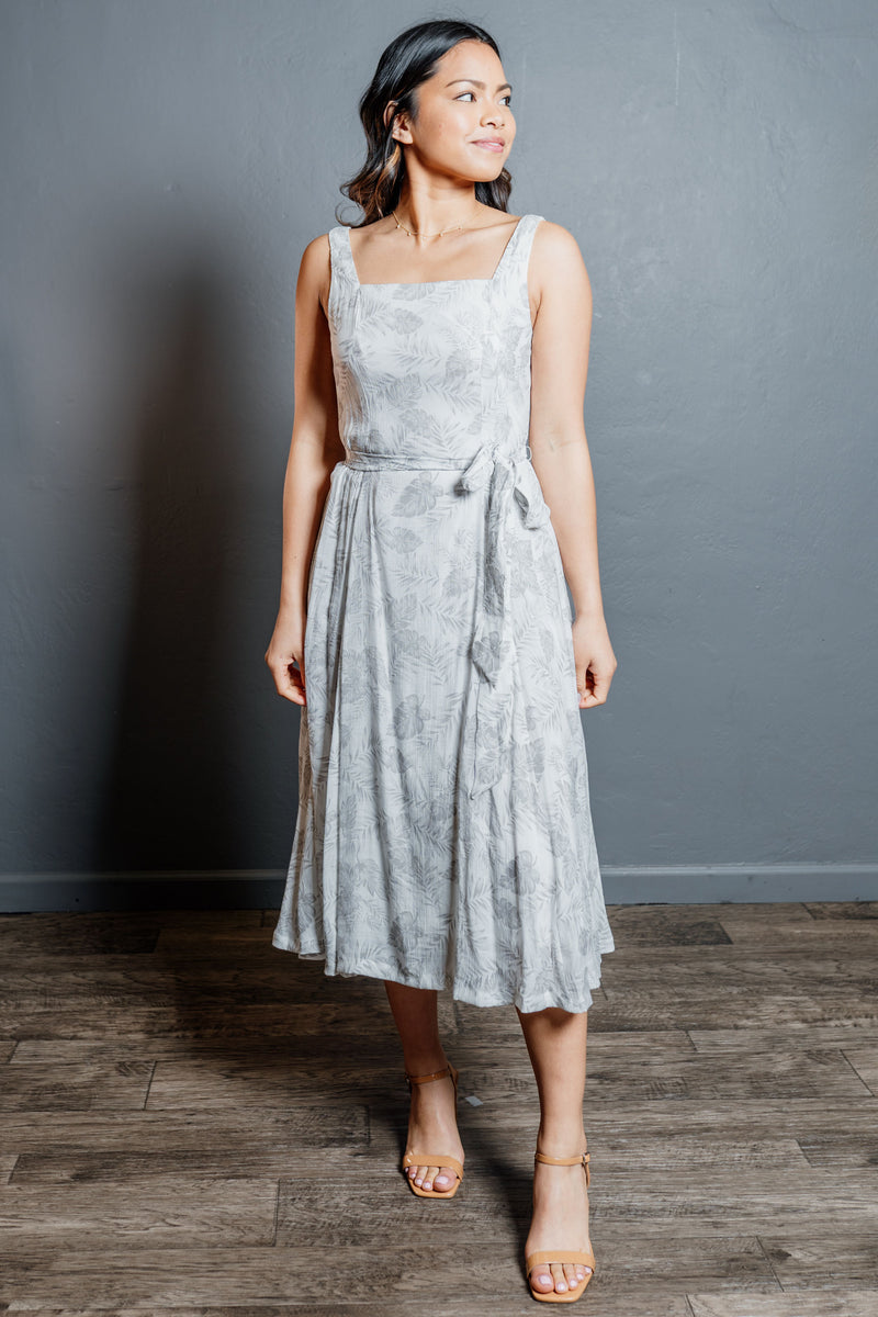 square neck summer midi dress KIWI SQUARE NECK MIDI DRESS LIGHTWEIGHT SPRING/SUMMER A-LINE SUNDRESS Green / 10
