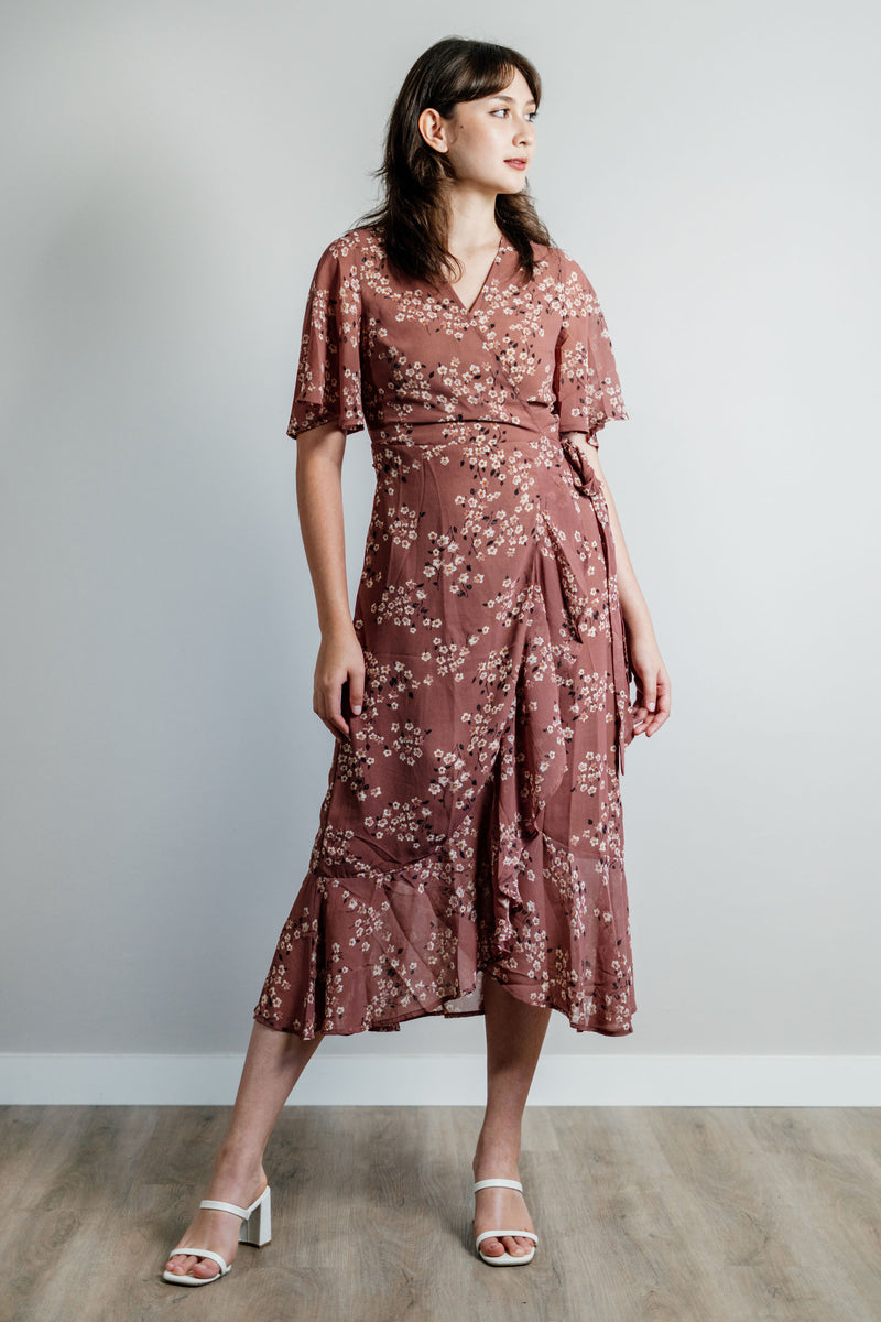Grudge Ark charme Cocoa Rose Wrap Dress – For Elyse