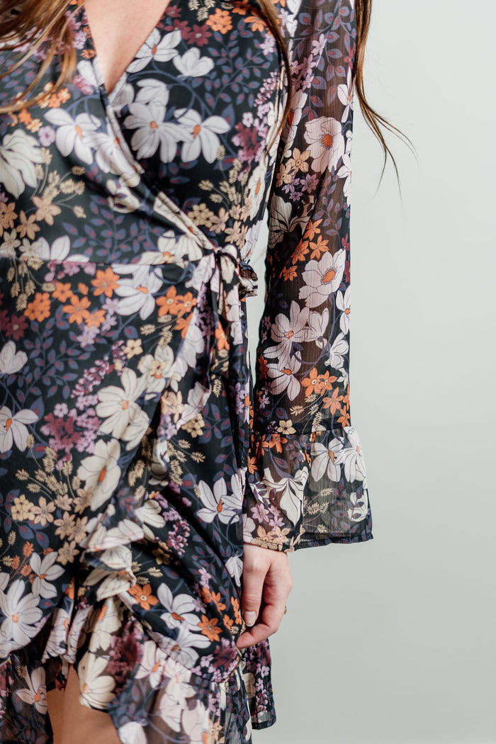 Mademoiselle's Floral Wrap Dress