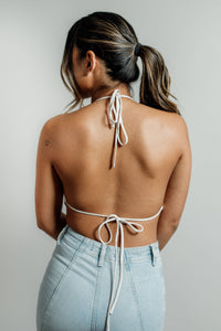 Cassie's Backless Halter Crop Top