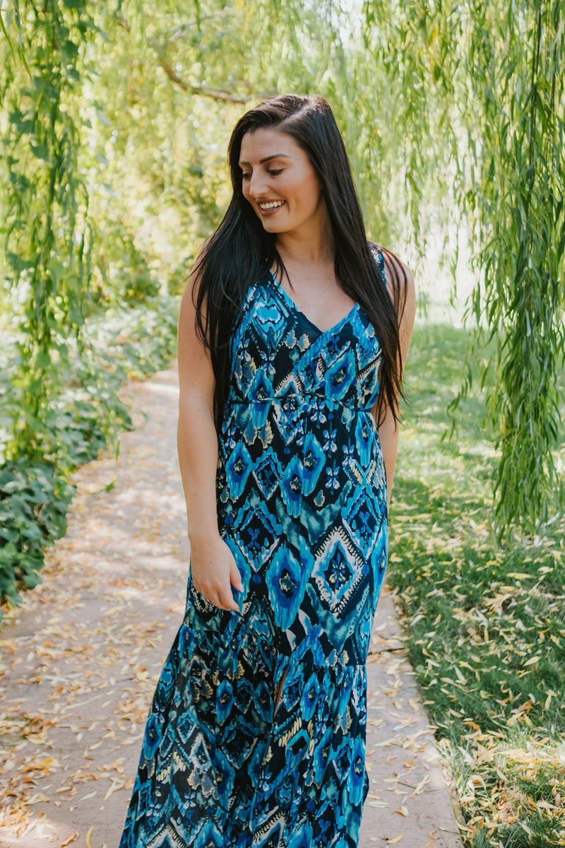 CLEARANCE- Take Me on Vacation Maxi Dress Teal / Medium CLEARANCE- Take Me on Vacation Maxi Dress Teal / Medium