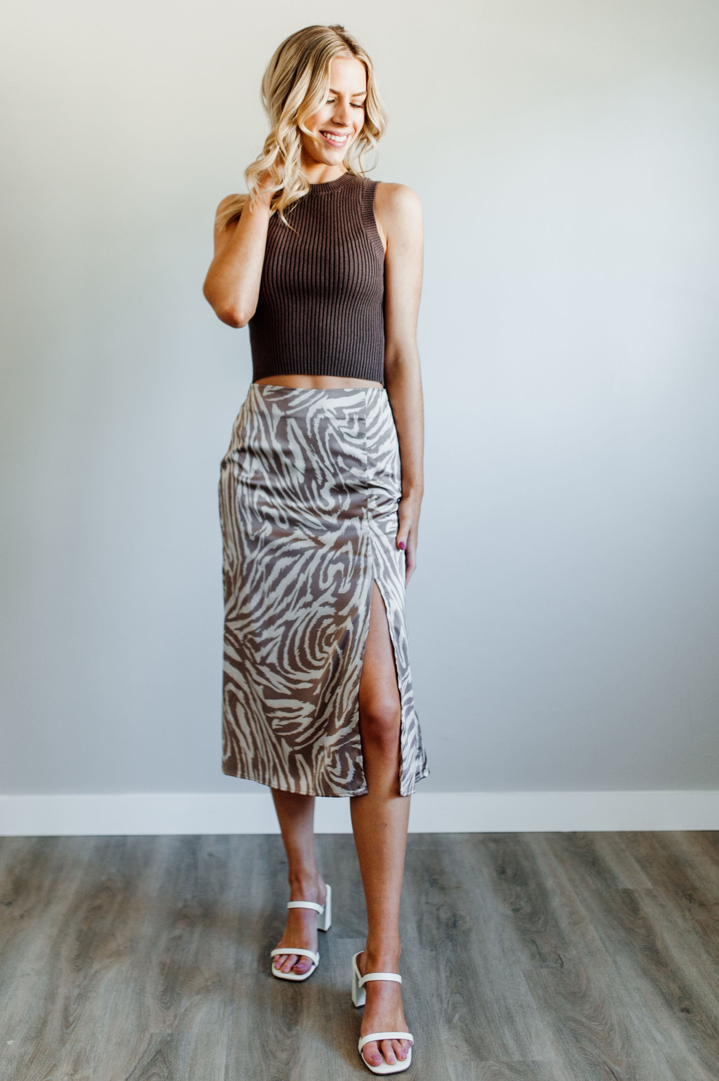 Zebra print slip on sale skirt