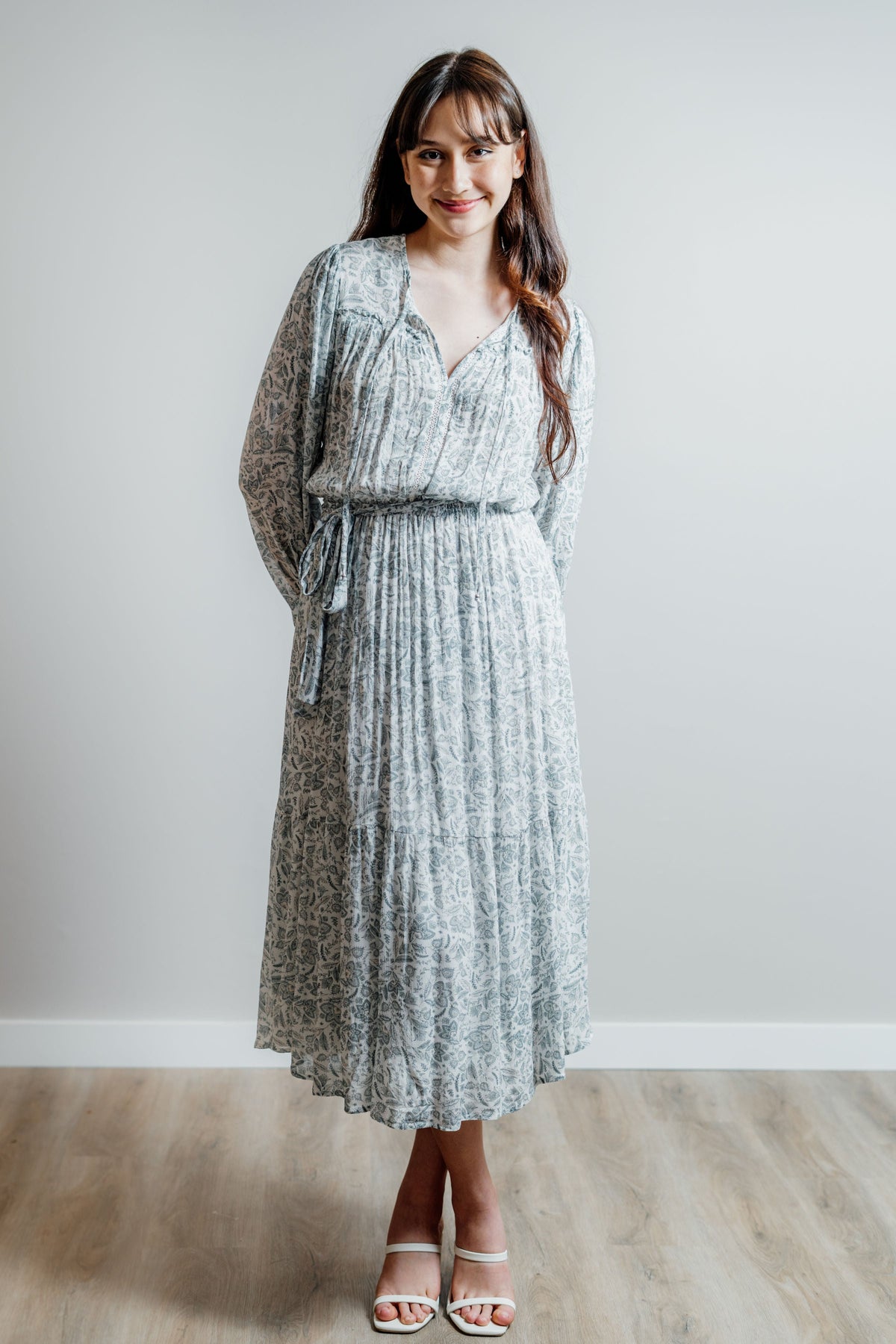 japna maxi dress JAPNA NEW Womens Small Maxi Dress Blue White Cutout Smock Boho Tiered Sleeveless