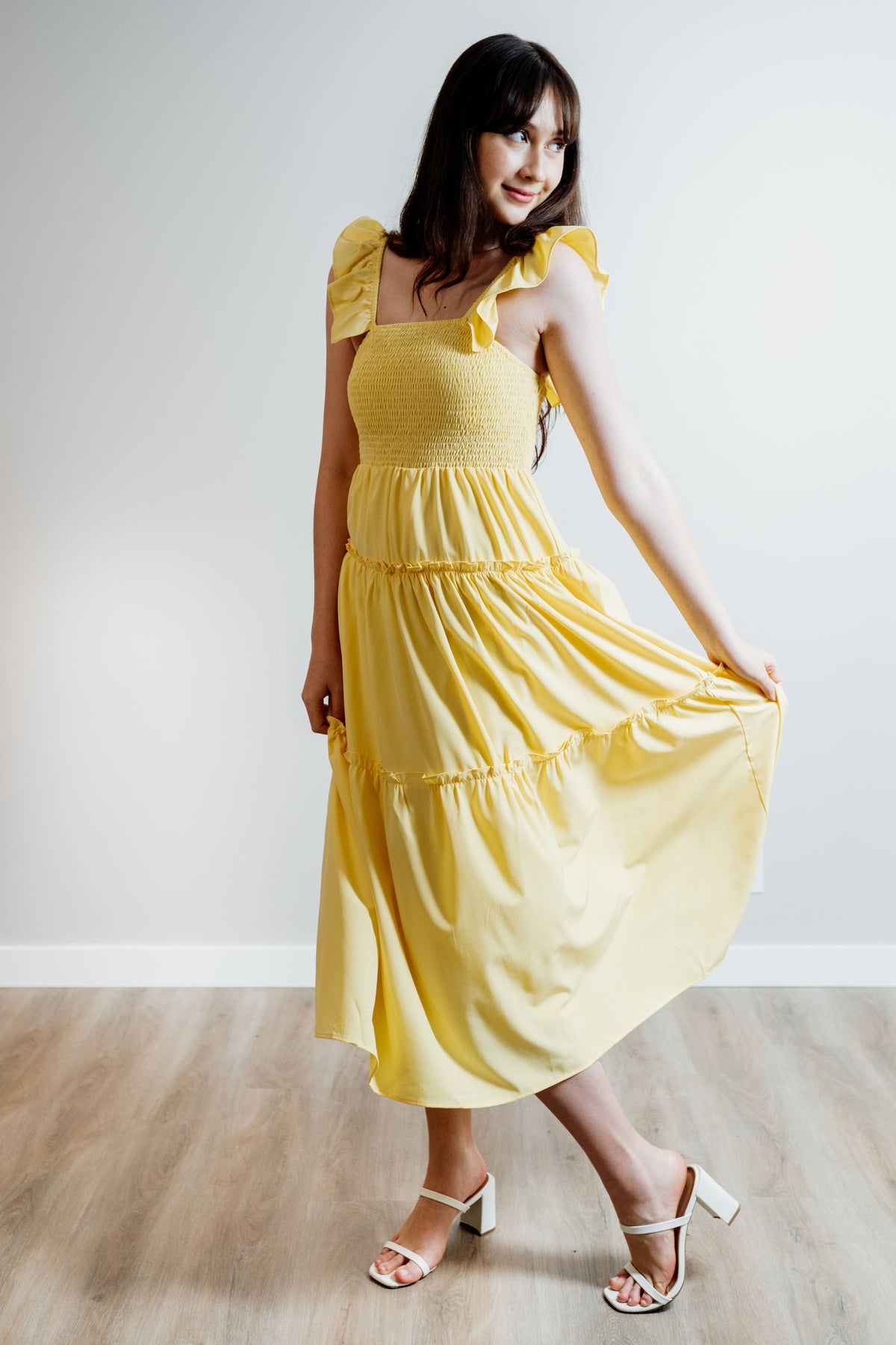 Tier Drop's of Yellow Maxi Dress Tier Drop's of Yellow Maxi Dress