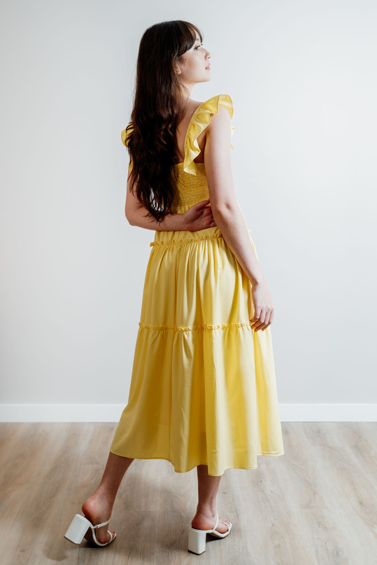 Tier Drop's of Yellow Maxi Dress